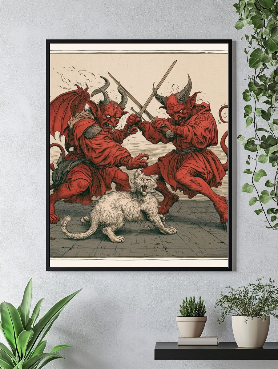 Demon Duel with Cat Print. — room view 4