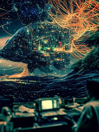 Cosmic Fish Dreamscape Print. poster