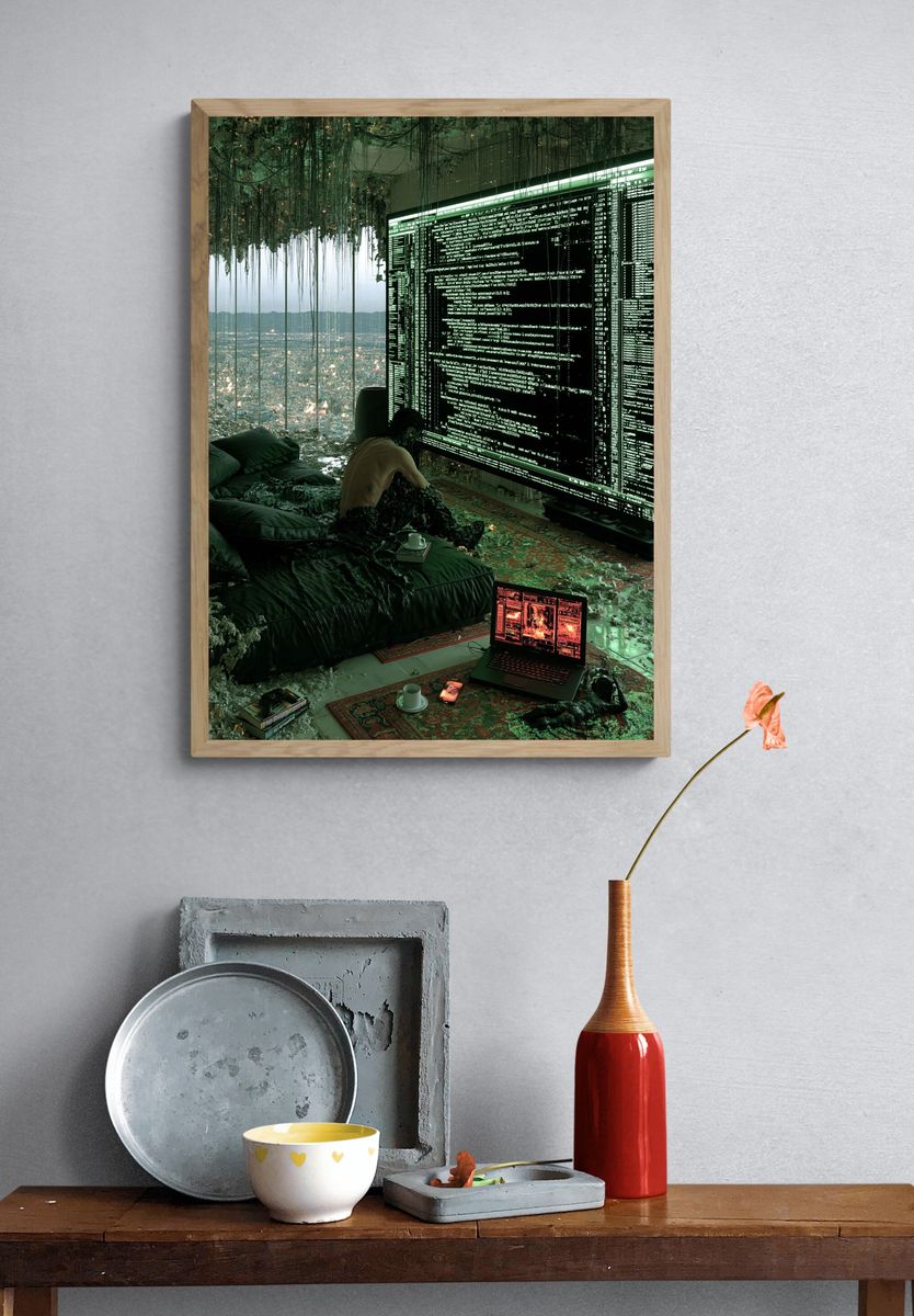 Cyberpunk Control Room Illustration Print. — room view 3