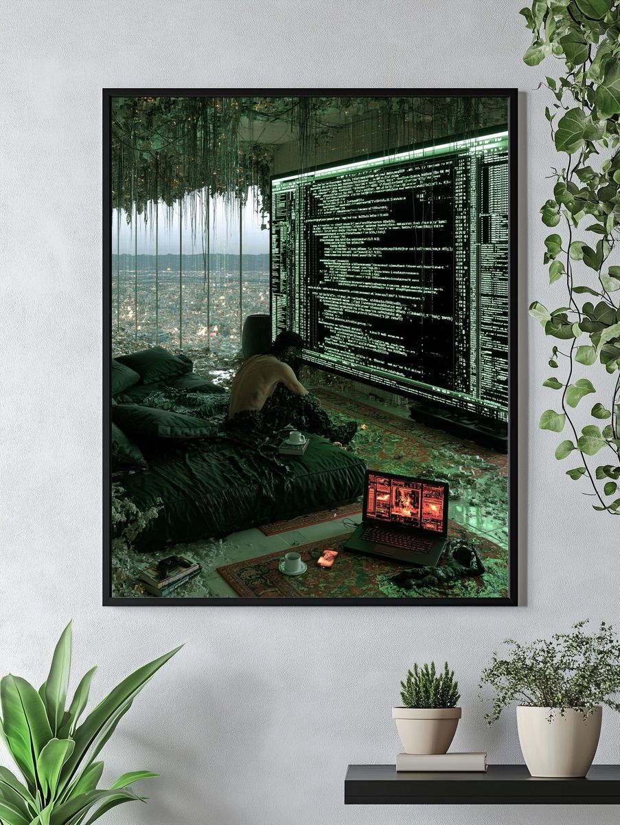 Cyberpunk Control Room Illustration Print. — room view 4