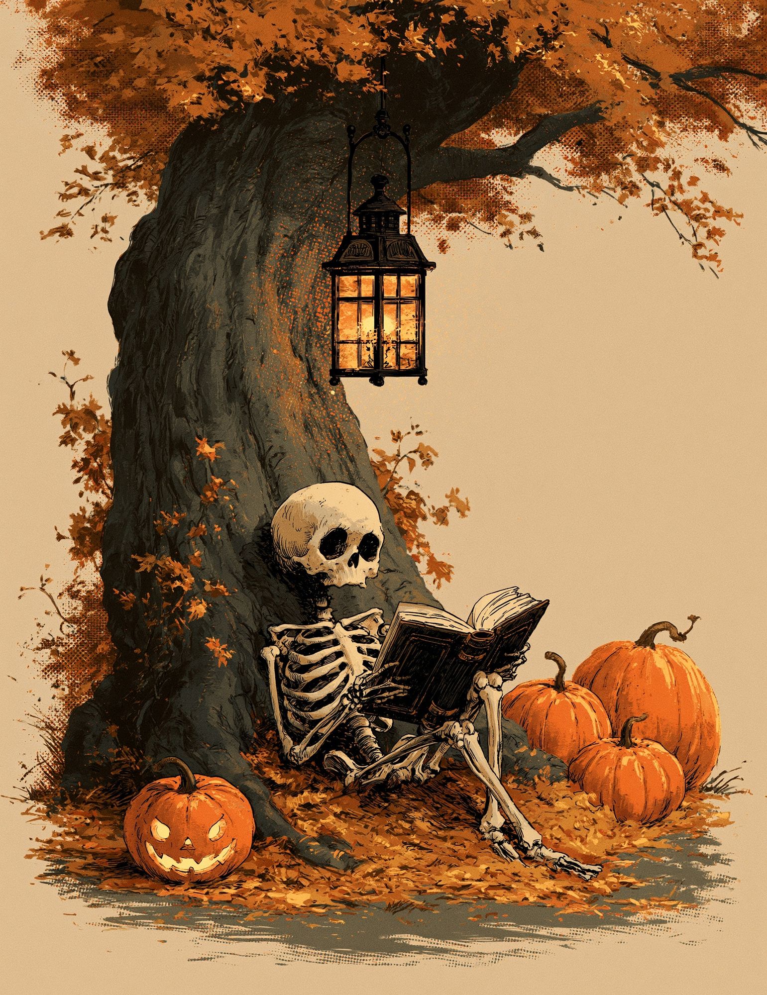 Halloween Skeleton Tree Poster. poster — illustration art