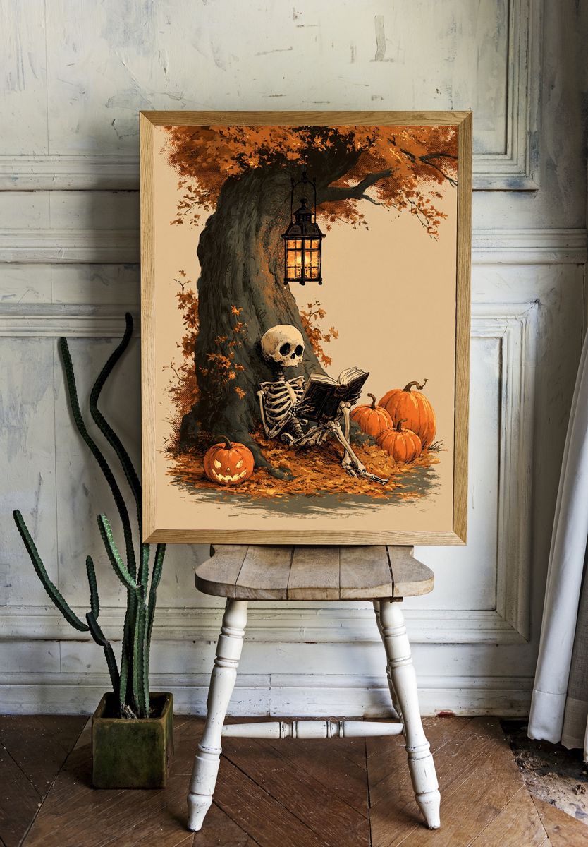 Halloween Skeleton Tree Poster. — room view 1