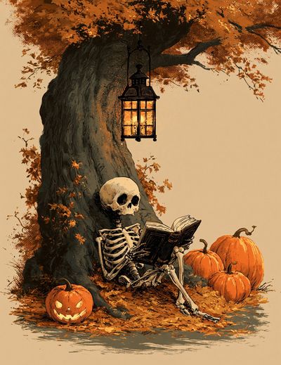 Halloween Skeleton Tree Poster.