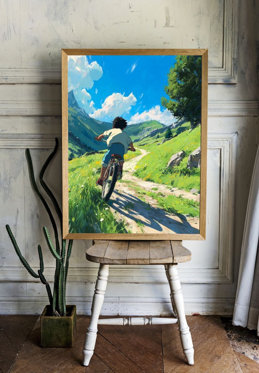 Mountain Bike Adventure Illustration Poster. — room view 1