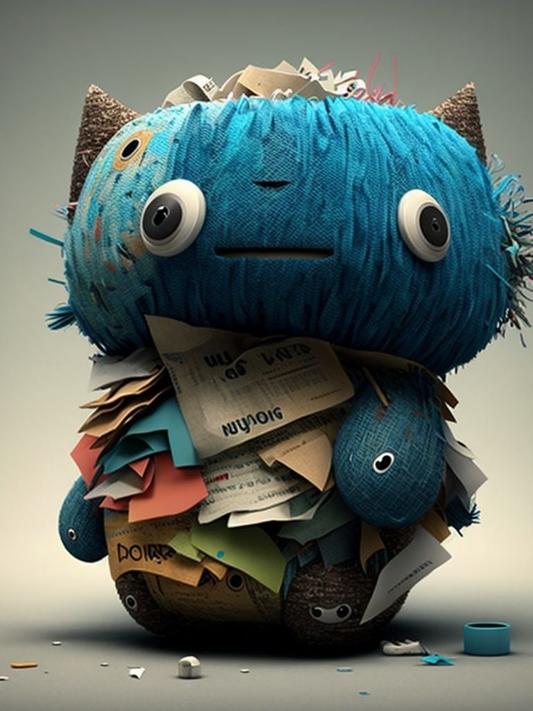 Blue Paper Creature Illustration Poster. poster detail