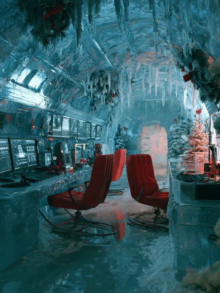 Frozen Control Room Sci-Fi Print. poster — illustration art