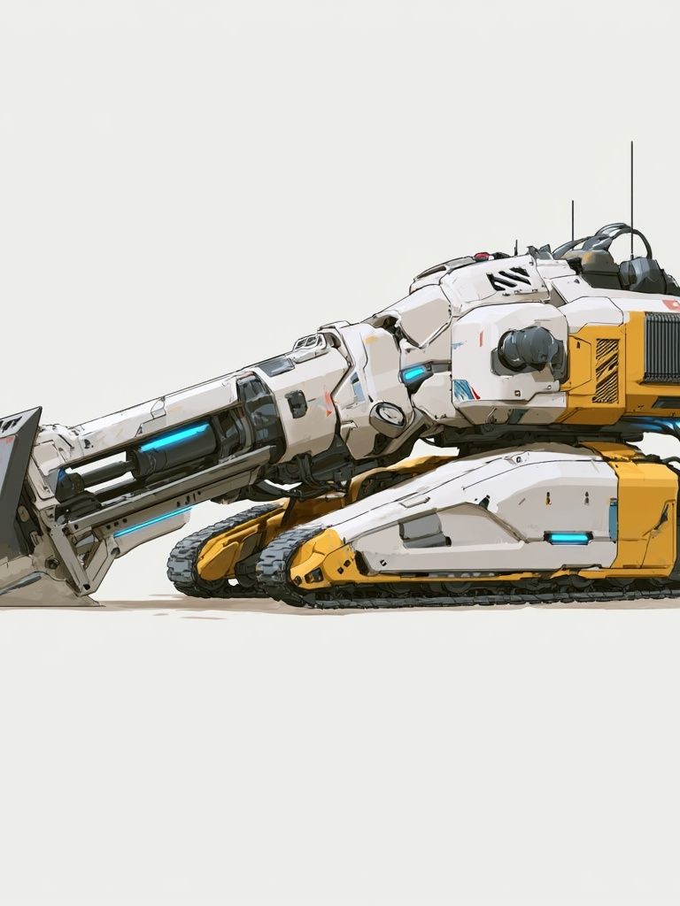 Futuristic Excavator Illustration Poster. poster detail