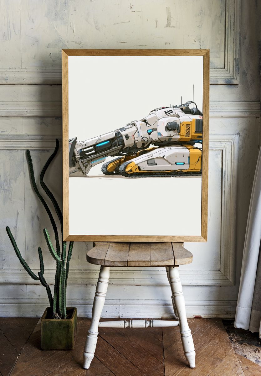 Futuristic Excavator Illustration Poster. room preview