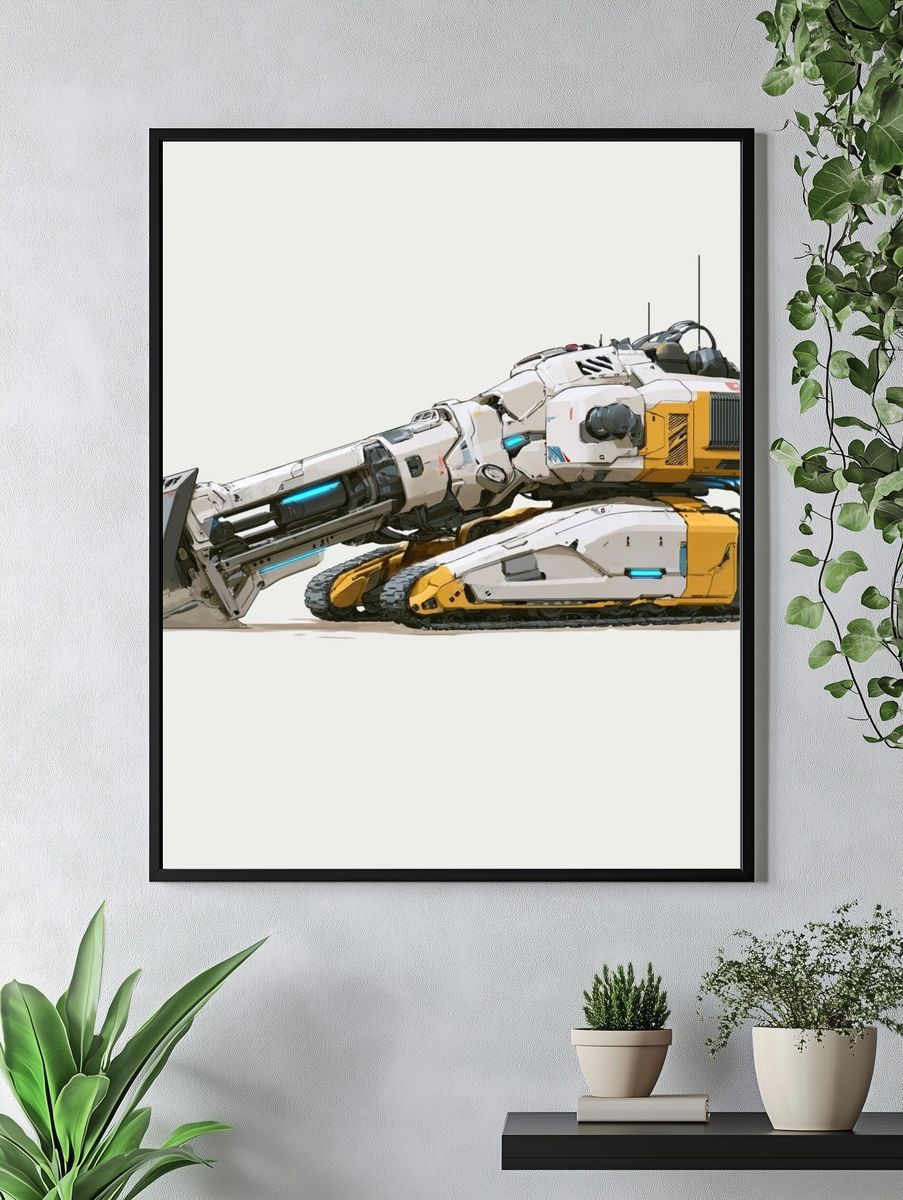 Futuristic Excavator Illustration Poster. — room view 4