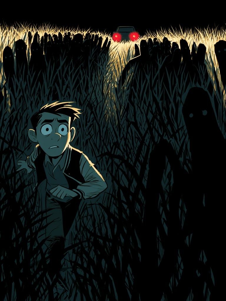 Night Field Chase Illustration Poster. poster — illustration art