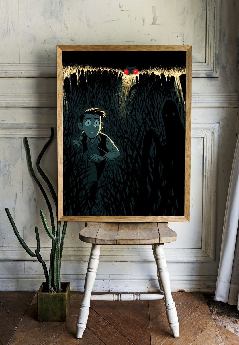 Night Field Chase Illustration Poster. — room view 1
