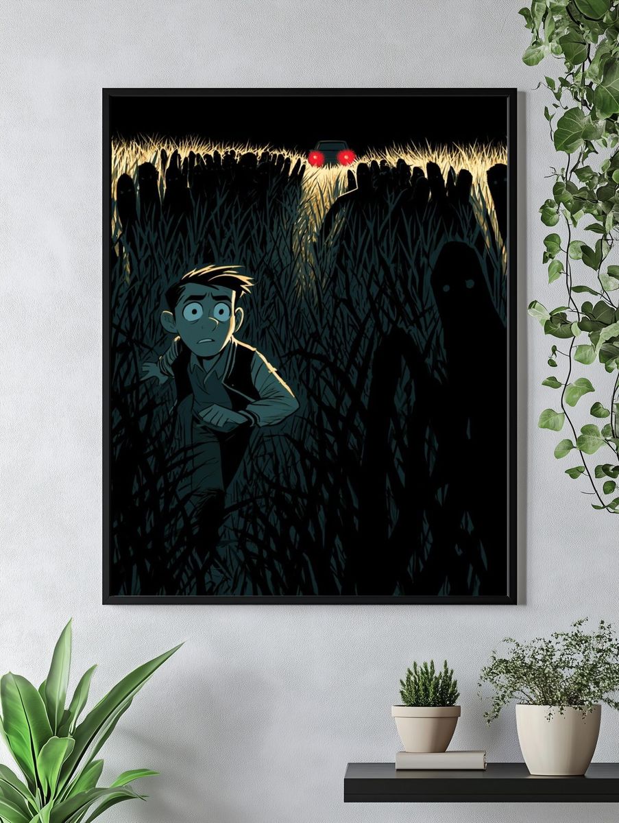Night Field Chase Illustration Poster. — room view 4