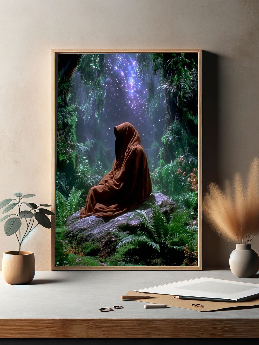 Mystic Hooded Figure Fantasy Print. — room view 2