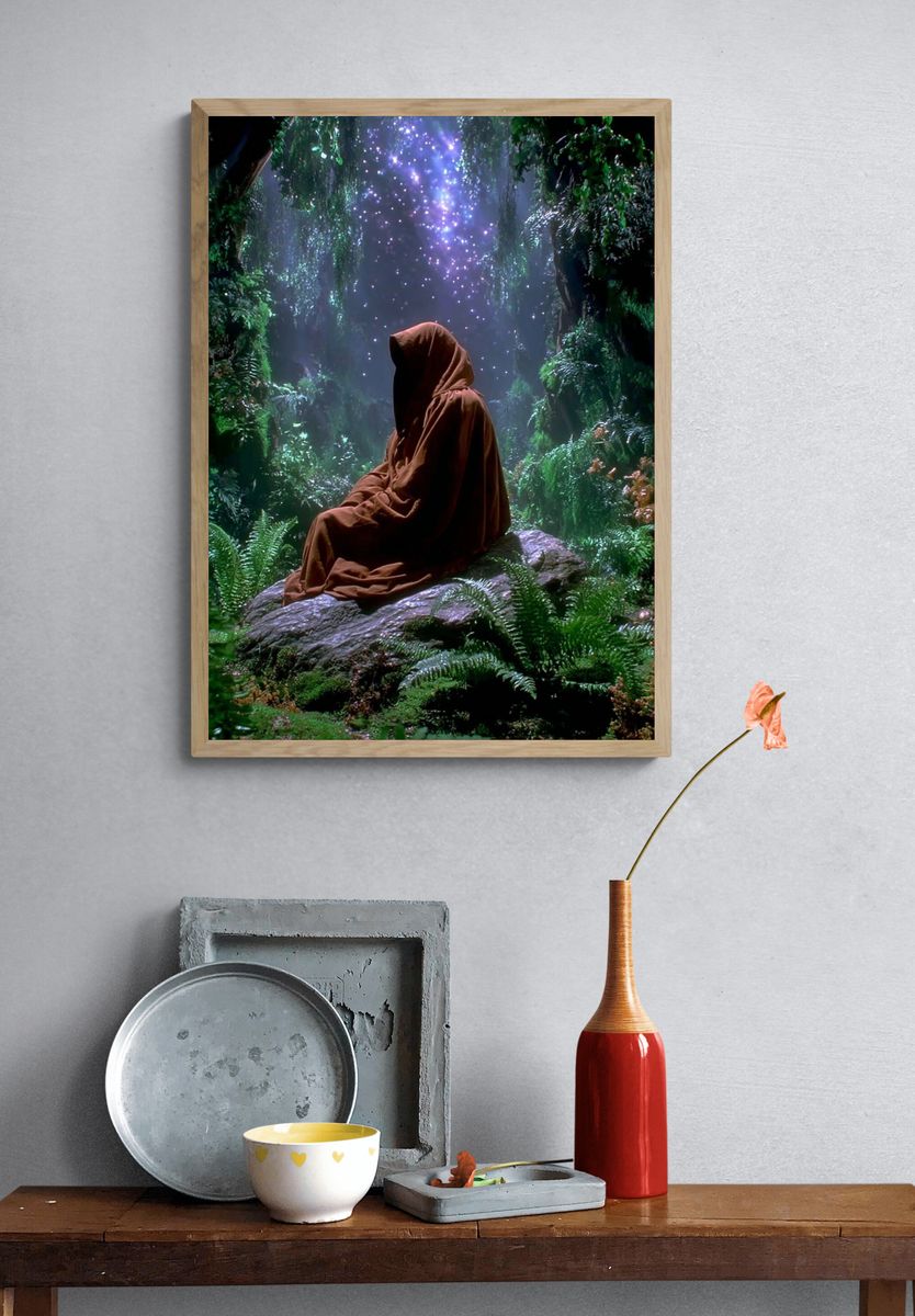 Mystic Hooded Figure Fantasy Print. — room view 3