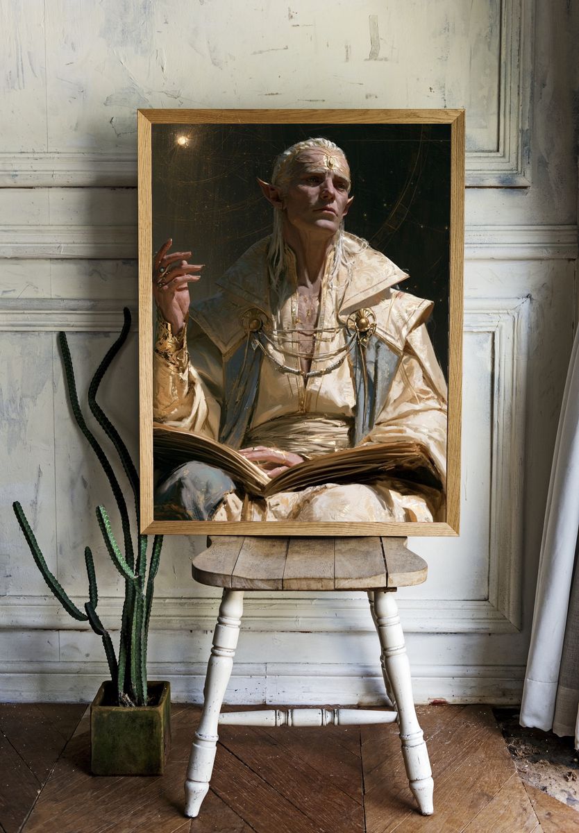 Elven Sage Portrait Print. room preview
