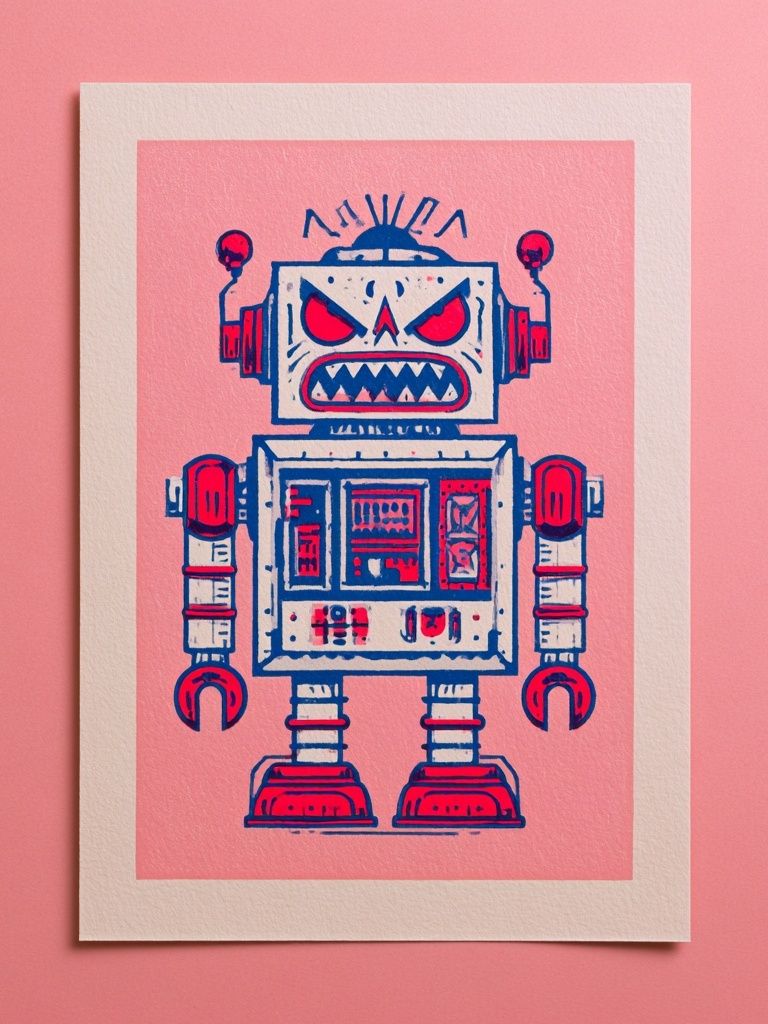 Angry Robot Illustration Poster. poster — illustration art