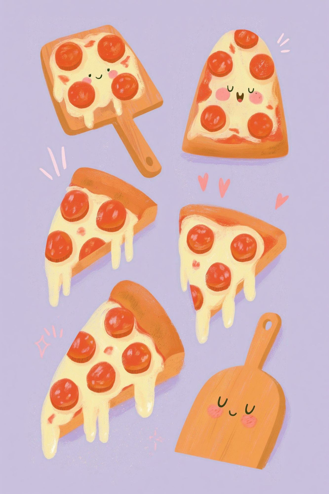 Cute Pizza Slice Illustration Poster. poster — illustration art