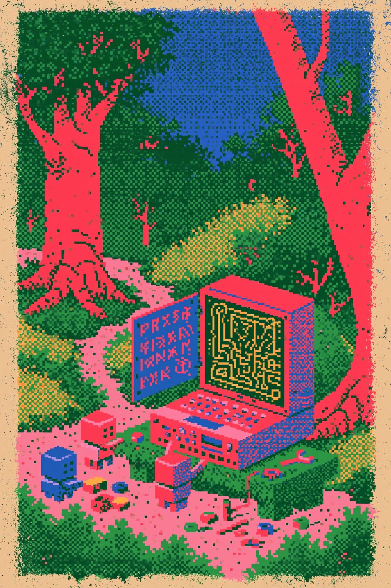 Pixel Forest Maze Poster. poster detail