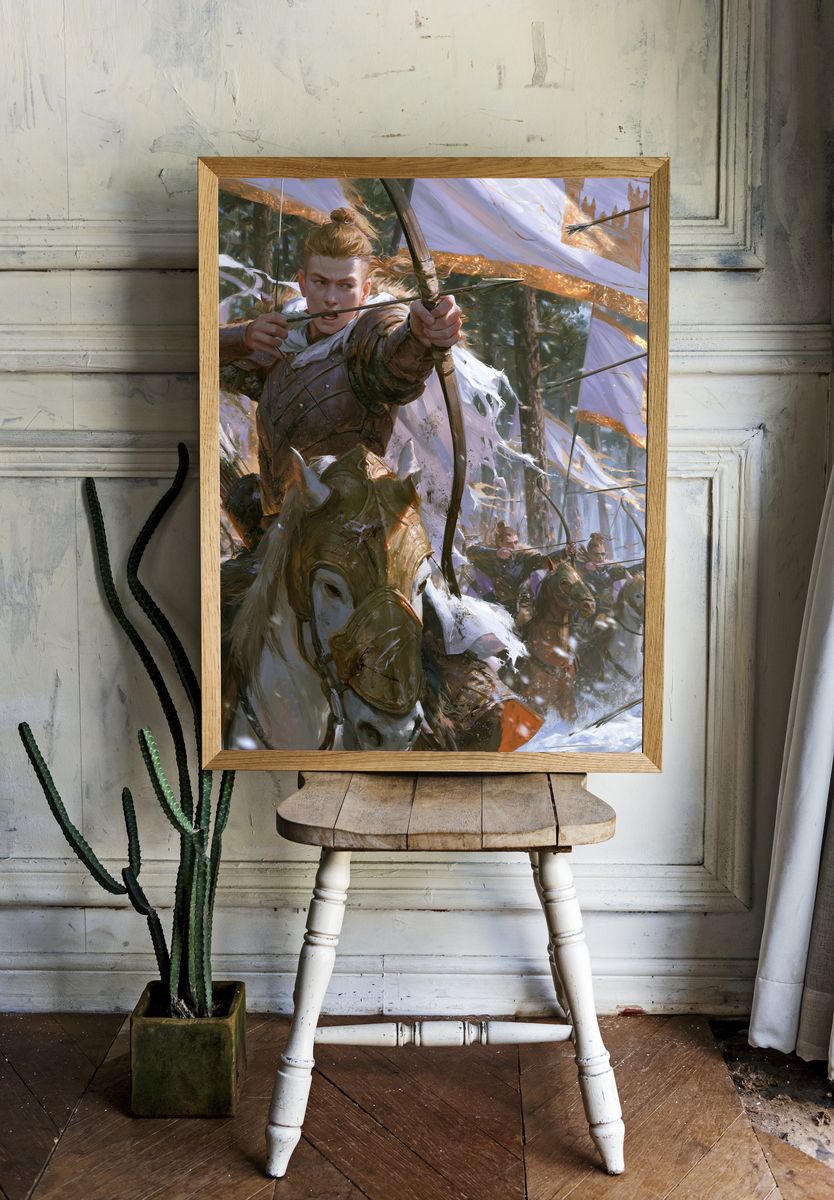Elven Archer Battle Illustration Poster. — room view 1