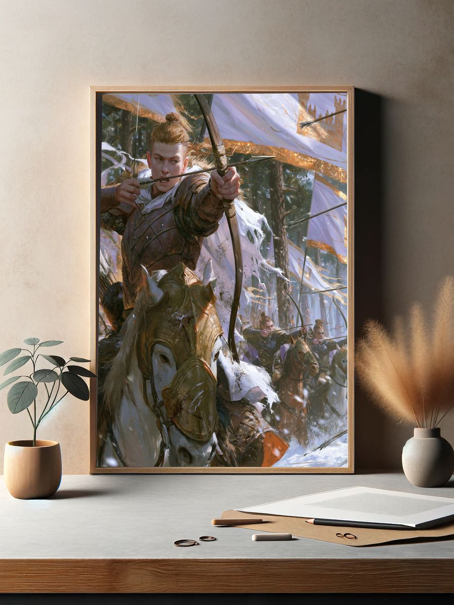 Elven Archer Battle Illustration Poster. — room view 2