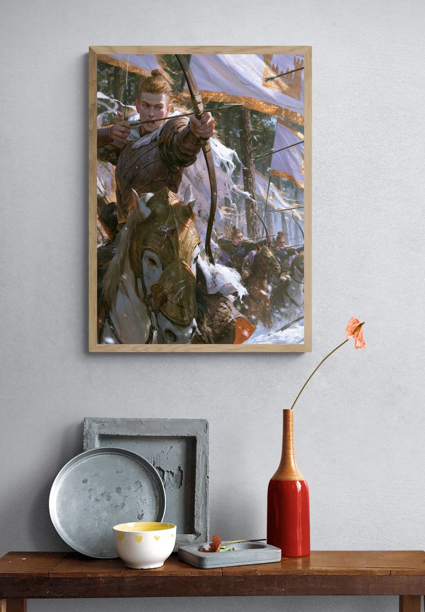Elven Archer Battle Illustration Poster. — room view 3