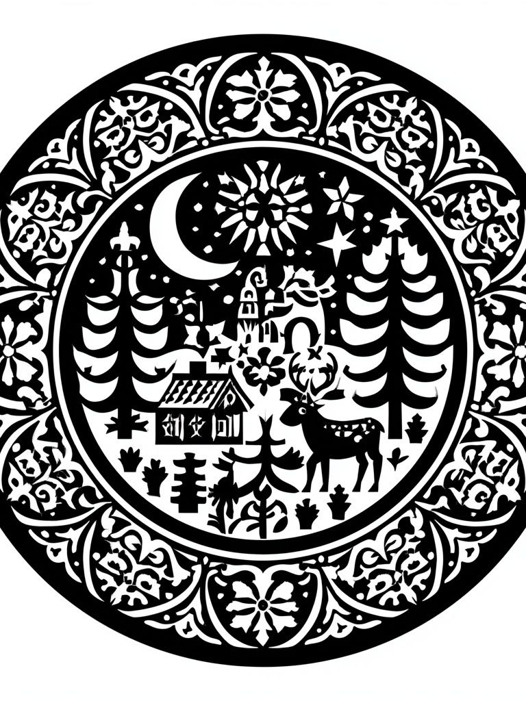 Winter Forest Silhouette Print. poster — illustration art