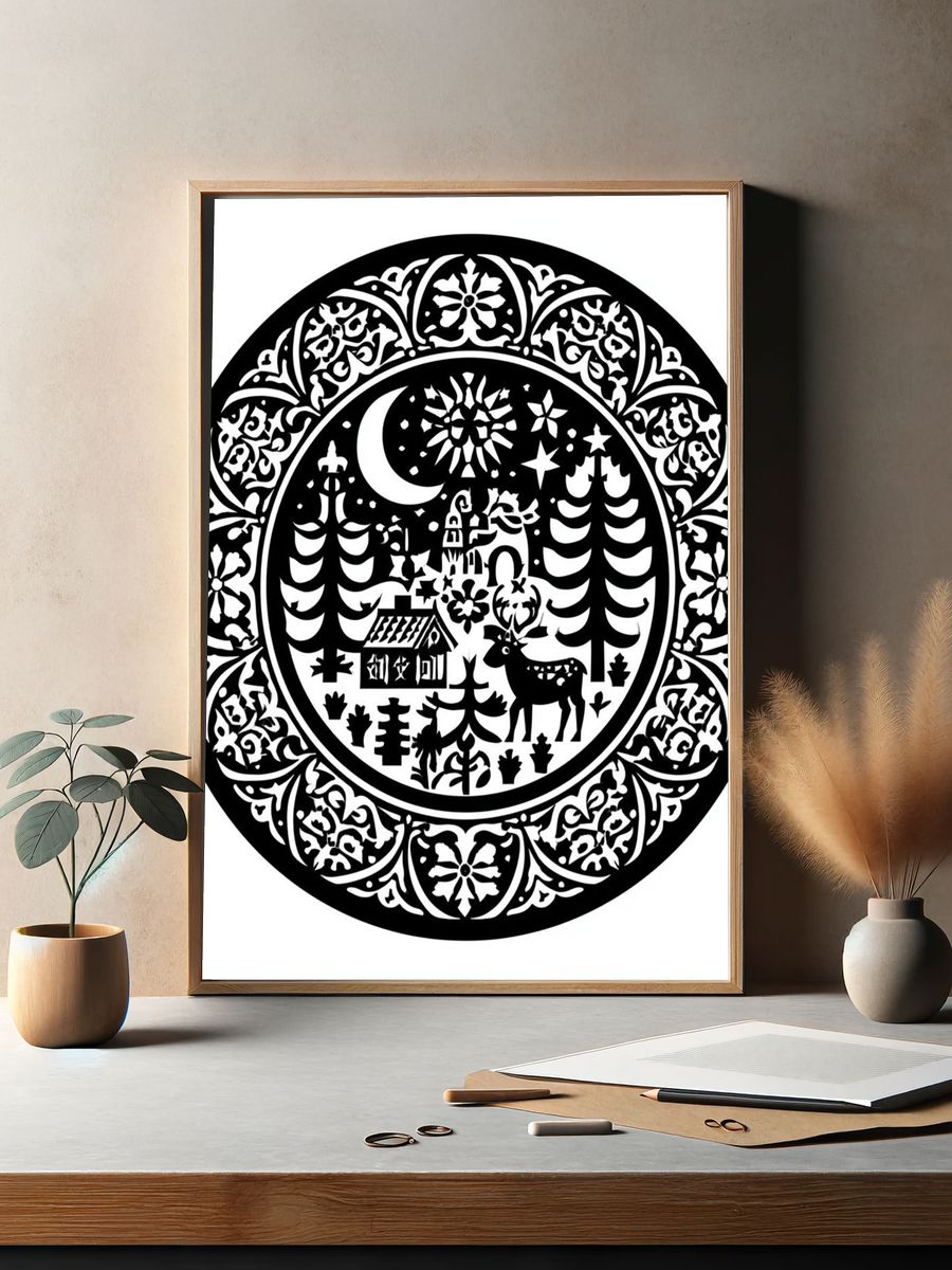 Winter Forest Silhouette Print. — room view 2