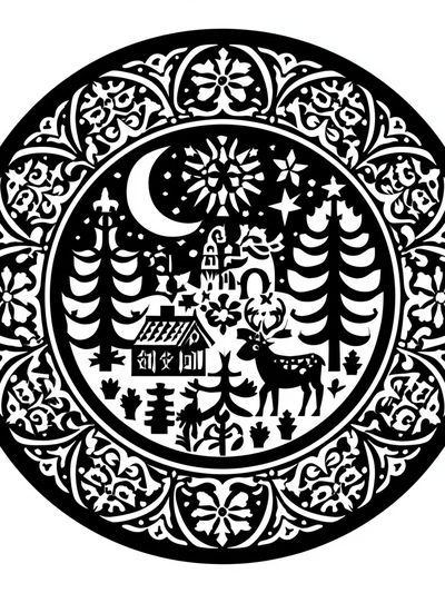 Winter Forest Silhouette Print. poster