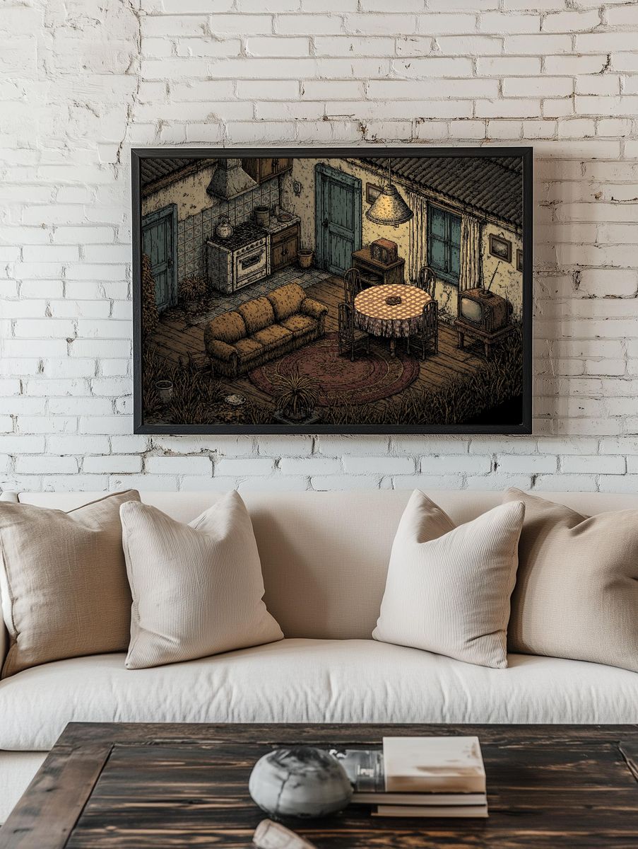 Cozy Rustic Kitchen Interior Poster. — room view 1