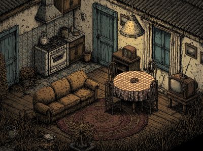Cozy Rustic Kitchen Interior Poster.