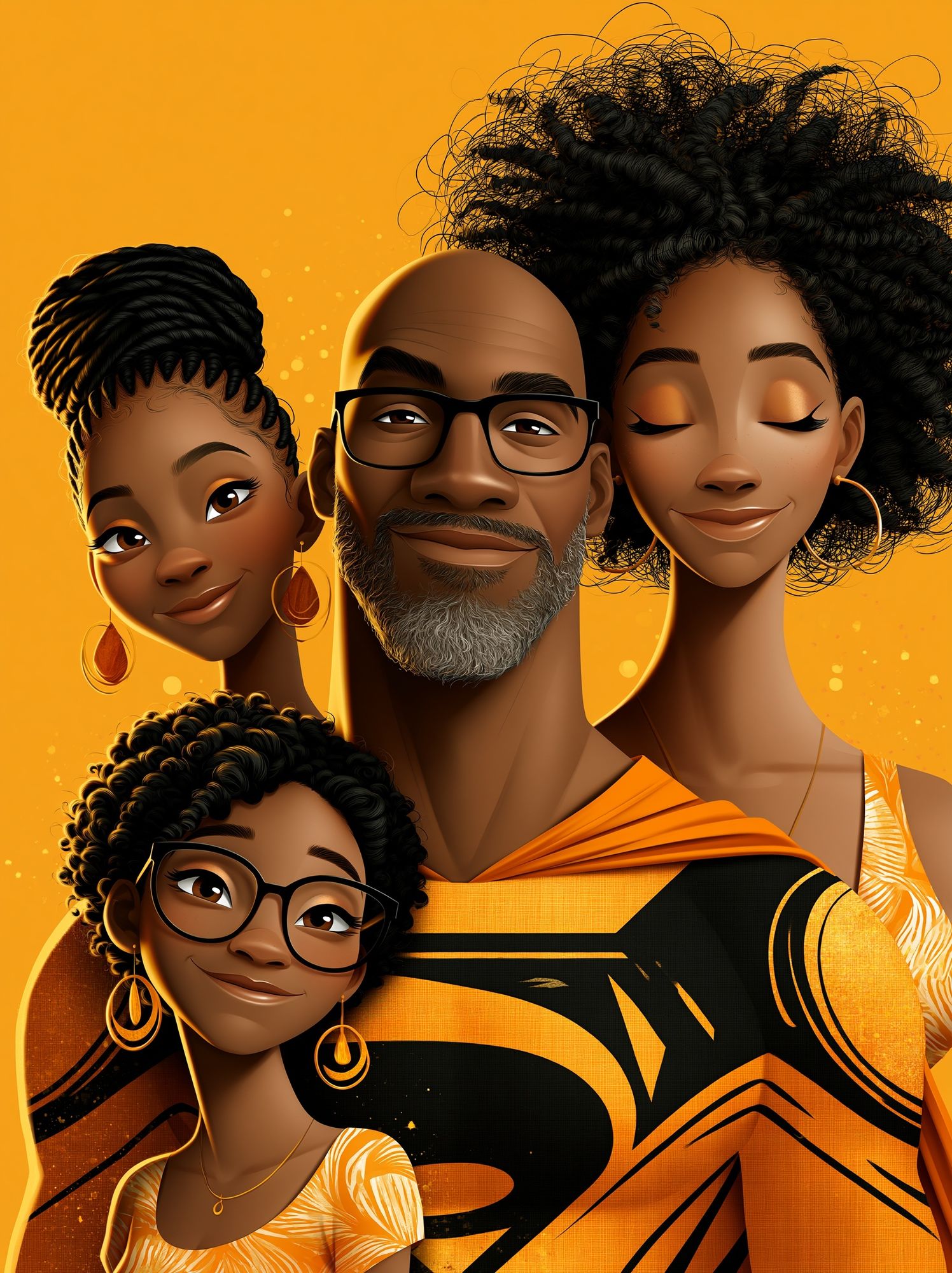 African Family Portrait Illustration Poster. poster — illustration art