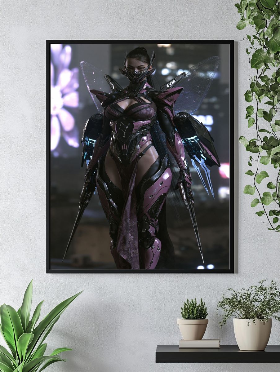 Cyberpunk Winged Warrior Poster. — room view 4