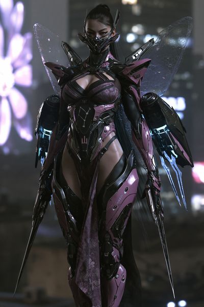 Cyberpunk Winged Warrior Poster. poster print
