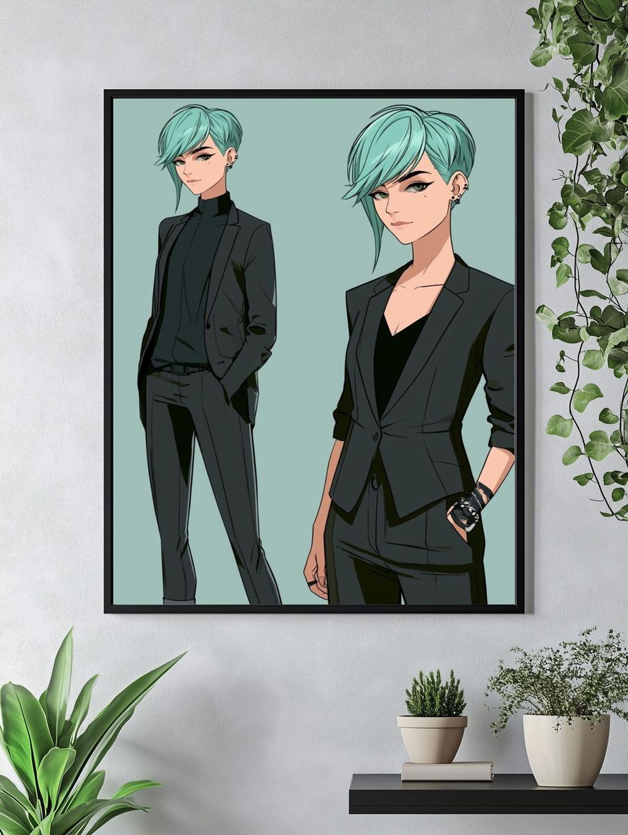 Mint-Haired Fashion Portrait Print. — room view 4