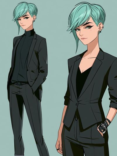 Mint-Haired Fashion Portrait Print.