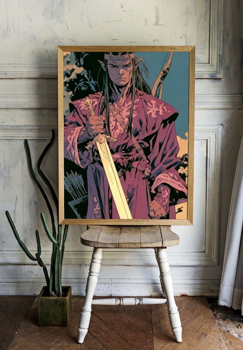 Elven Warrior Digital Art Poster. — room view 1