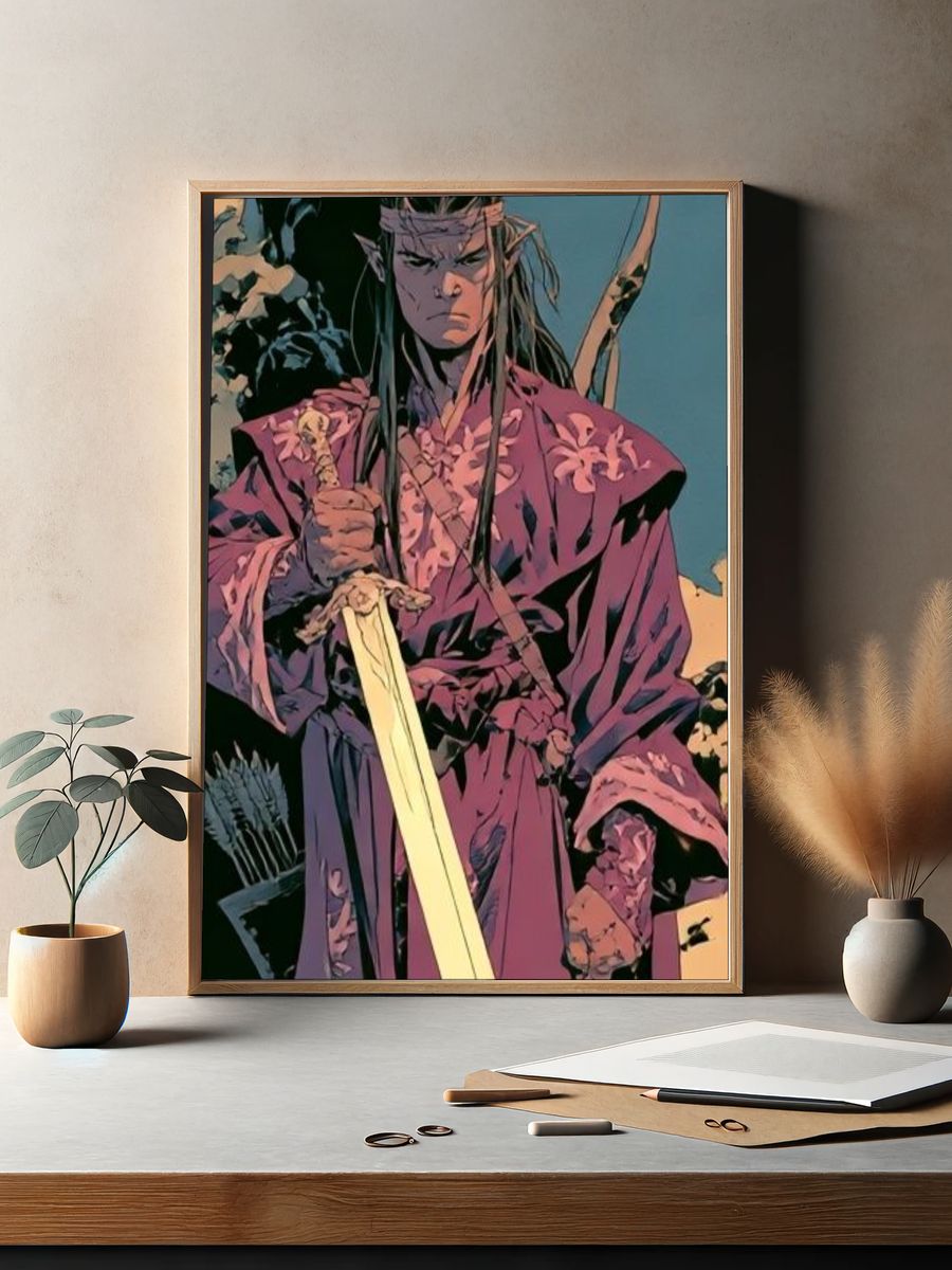Elven Warrior Digital Art Poster. — room view 2