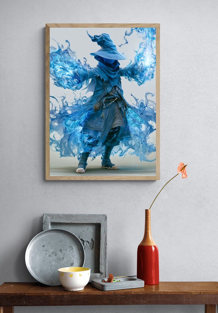 Blue Sorcerer Digital Art Print. — room view 3