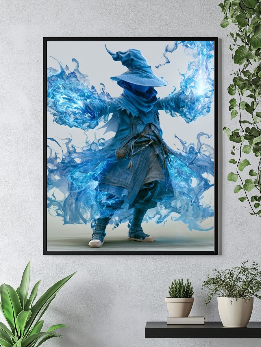 Blue Sorcerer Digital Art Print. — room view 4