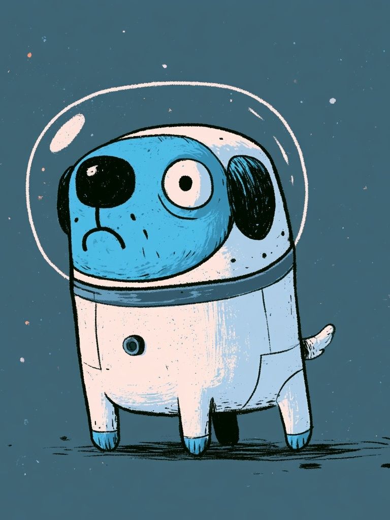 Astronaut Dog Illustration Poster. poster — illustration art