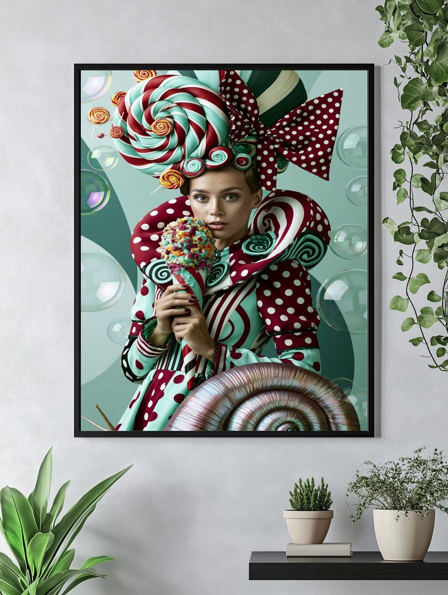 Candy Surreal Portrait Print. — room view 4