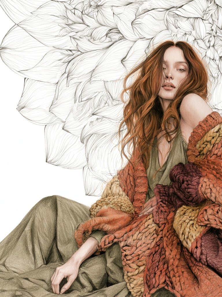 Textured Fashion Portrait Print. poster — illustration art