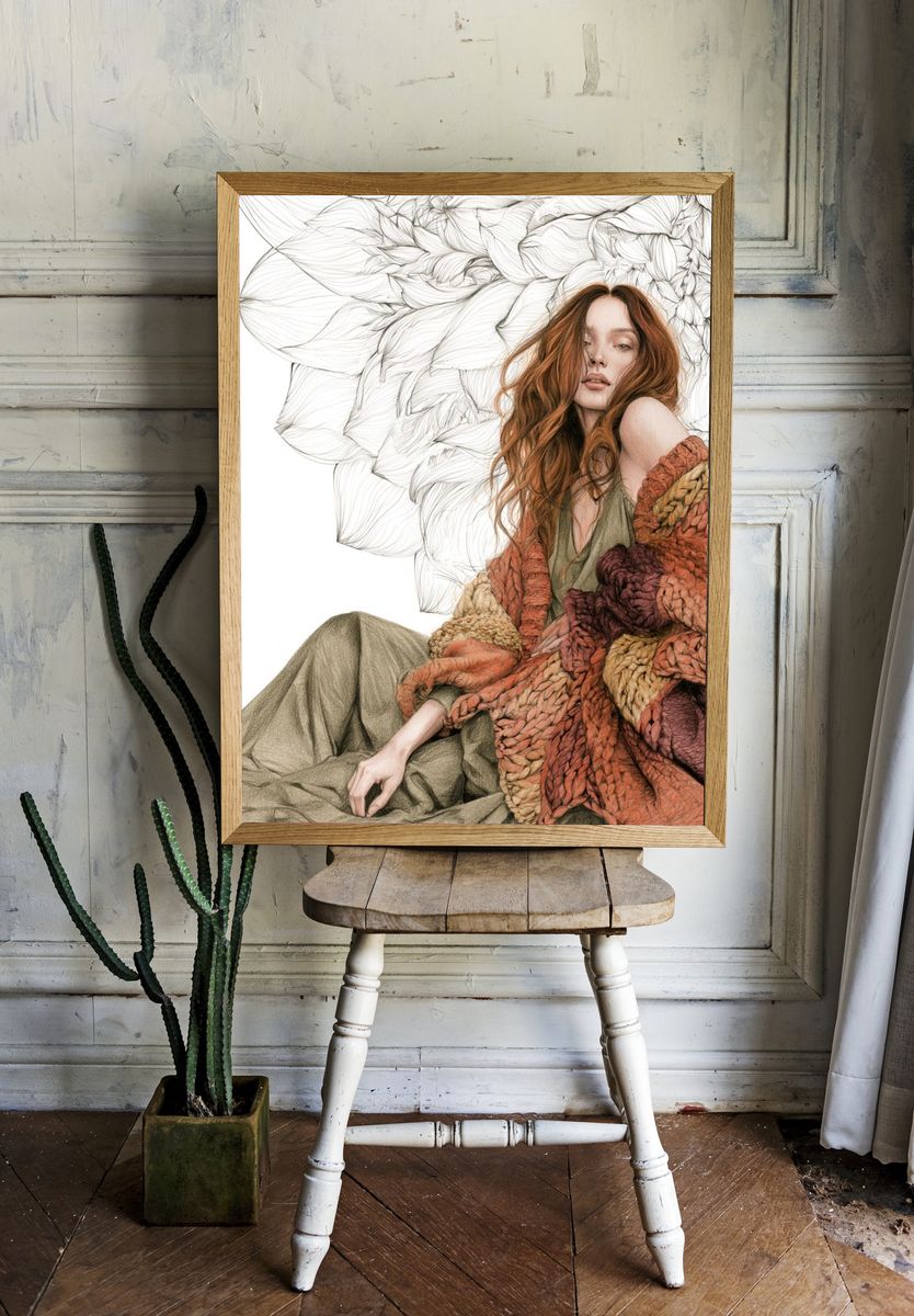 Textured Fashion Portrait Print. — room view 1