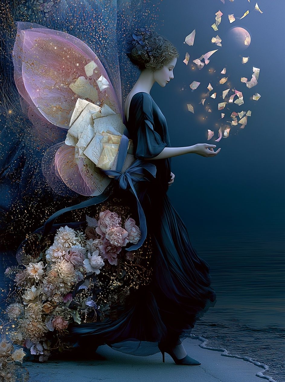 Moonlit Fairy Portrait Print. poster — illustration art