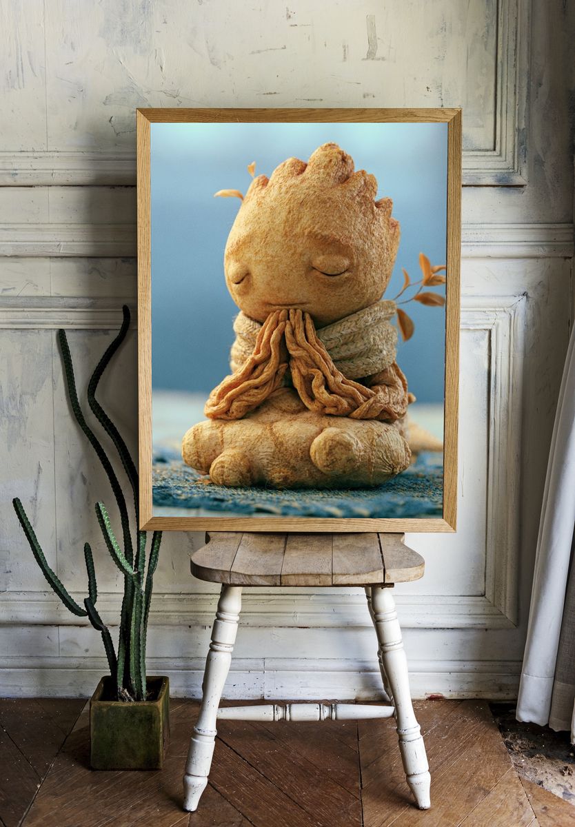 Meditating Root Spirit Illustration Poster. — room view 1