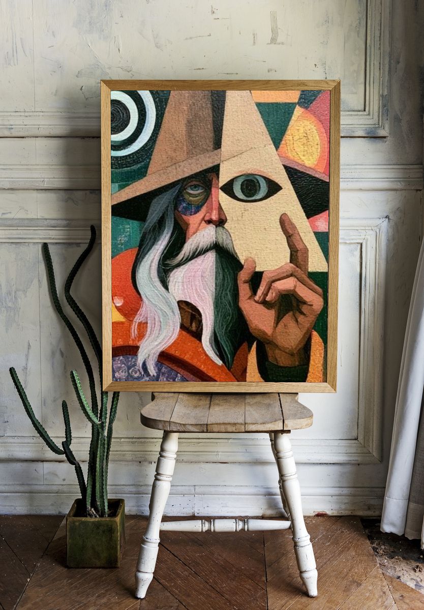 Mystic Wizard Portrait Print. room preview