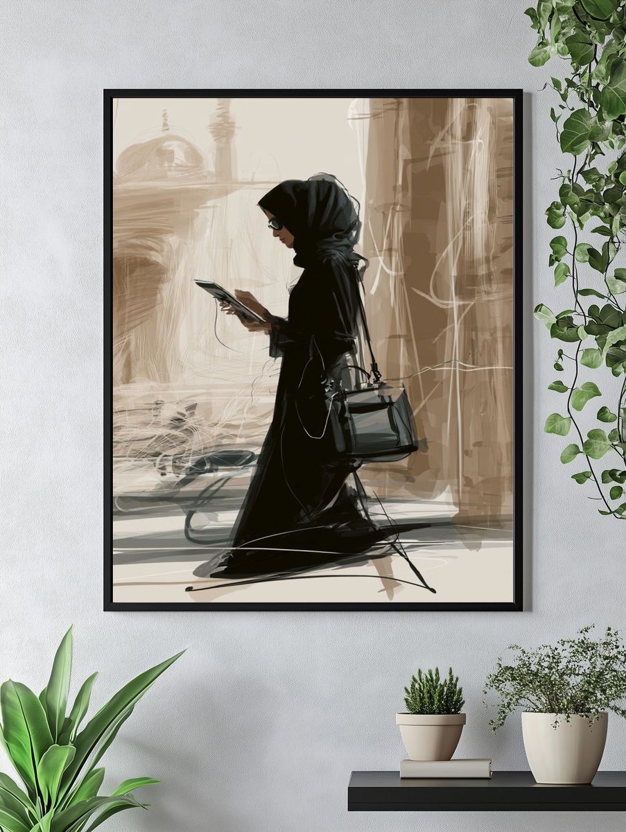 Hijab Street Scene Illustration Poster. — room view 4