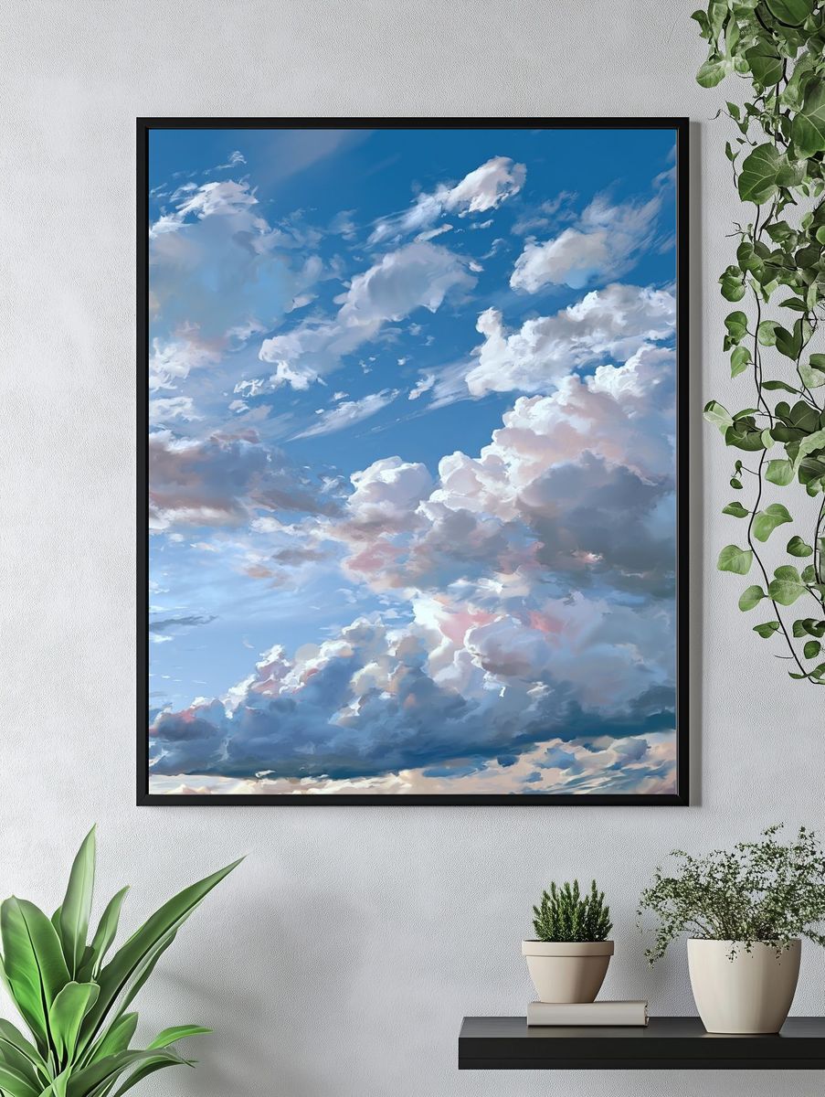 Dreamy Cloudscape Illustration Poster. — room view 4