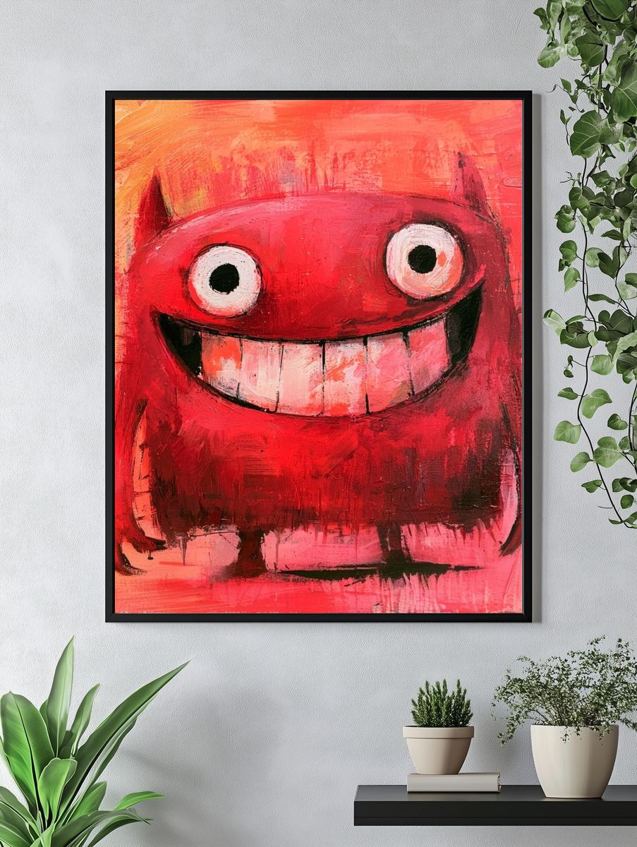 Red Monster Smile Illustration Poster. — room view 4