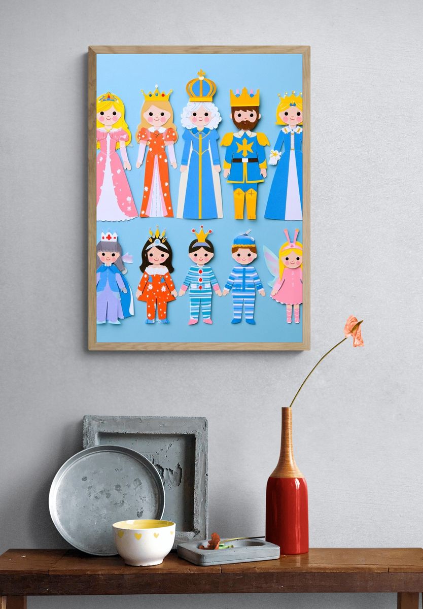 Paper Princess Characters Illustration Poster. — room view 3